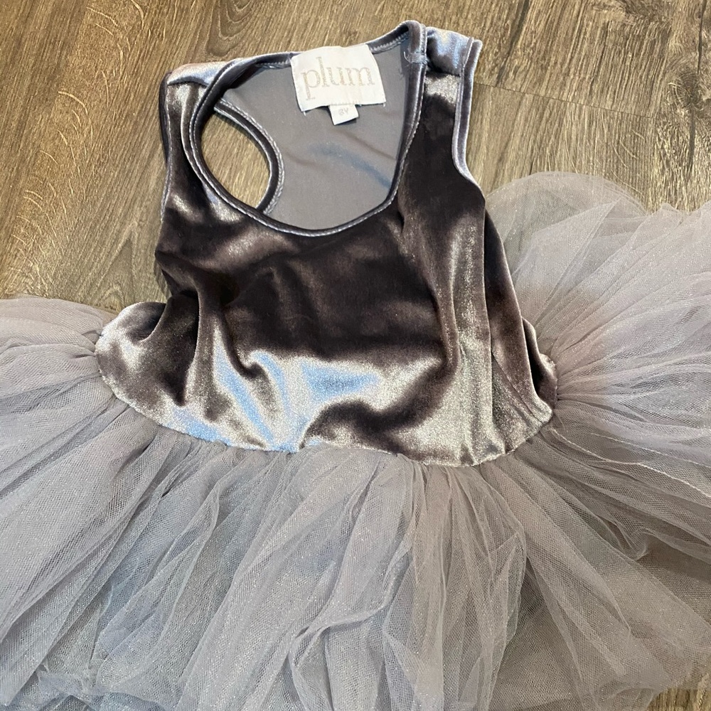 Girls size 6y grey velvet leotard tutu. New